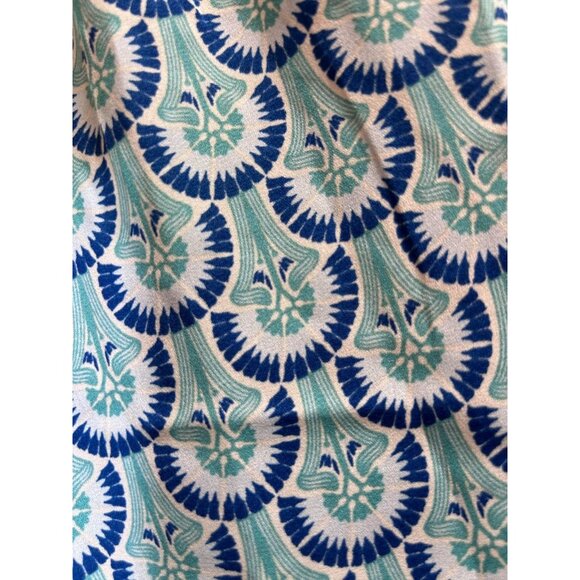 New Max Studio Womens Flutter Sleeve Faux Wrap Blouse Top Medium Blue/Green Art - Picture 5 of 10